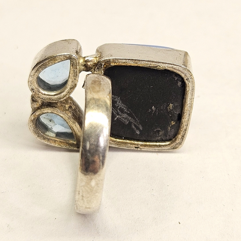 Blue Dichroic Glass Sterling Silver Ring - Picture 11 of 11